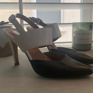 Halogen black and white pumps in size 4